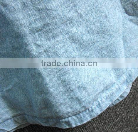 ladies cotton polo collar skirt solid color long sleeve jean blouse