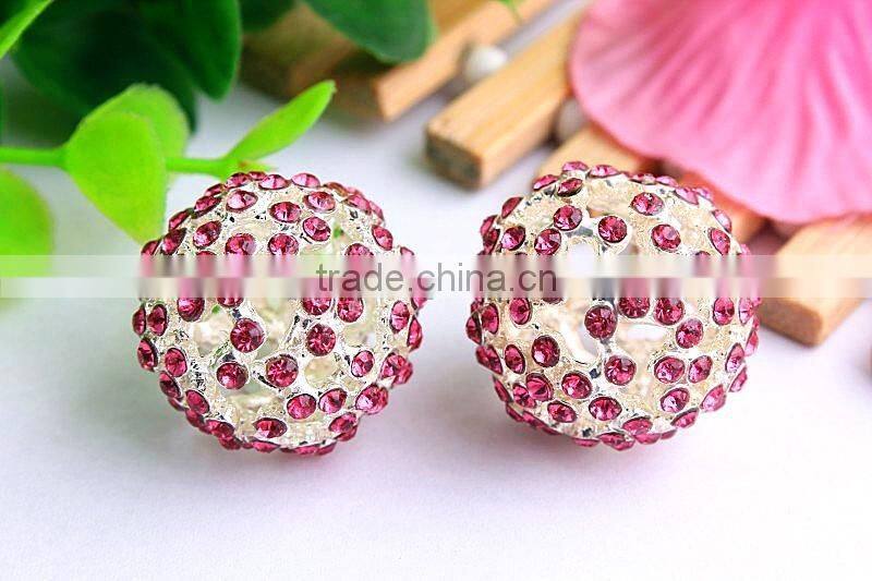 AAA Quality 20mm large fashion alloy rhinestone ball crystal bubblegum loose charm beads for DIY jewelry making!!
