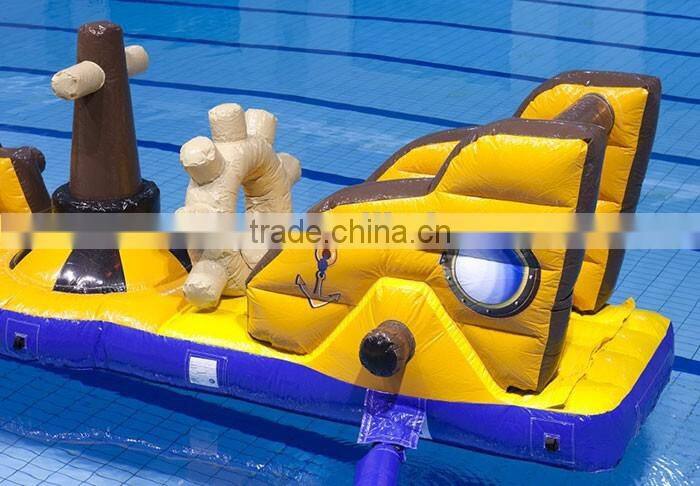 Hot sale sdult outdoor obstacle course equipment pirate ship inflatable water obstacle course for sale