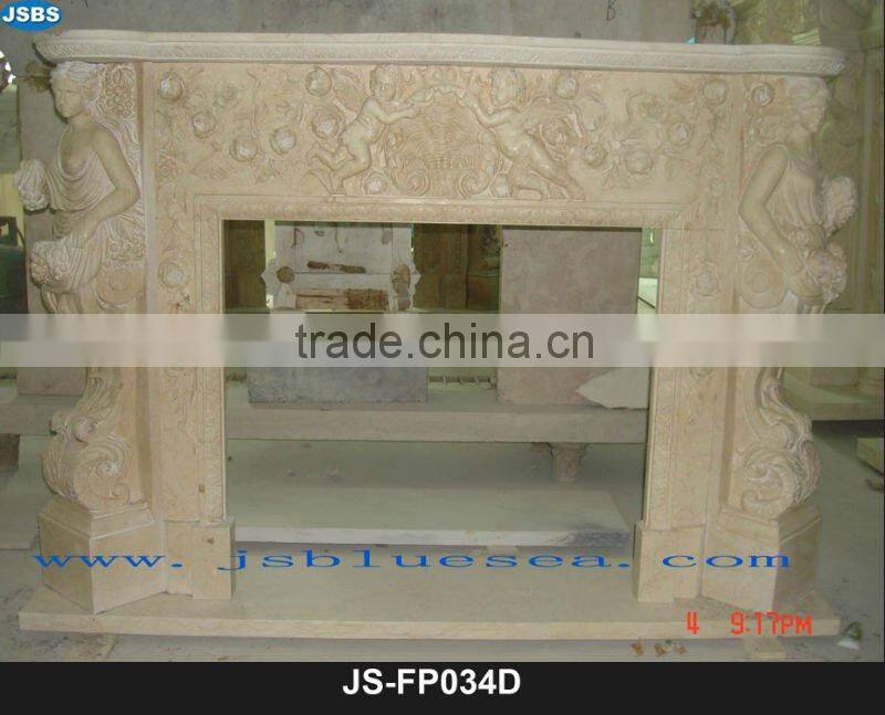 White marble fireplace figure carving