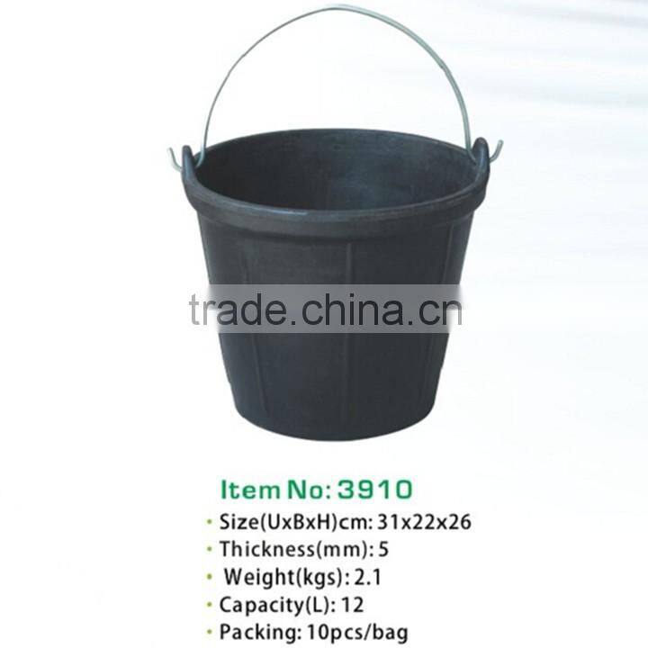 contruction rubber bucket,strong rubber pail with lip