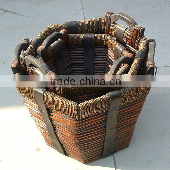 Chinese antique storage bamboo basket