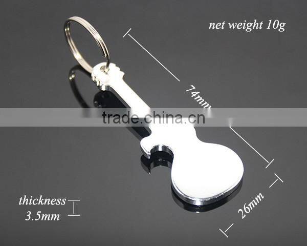 Anodizing Aluminum Guitar Shaped Pocket Creative Gift Metal Guitar Keychain Bottle Opener