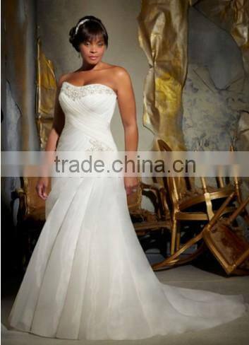 New Custom Made White/Ivory Organza Pleat Beading Mermaid Wedding Dress Plus Size Wedding Dress Bridal Gown