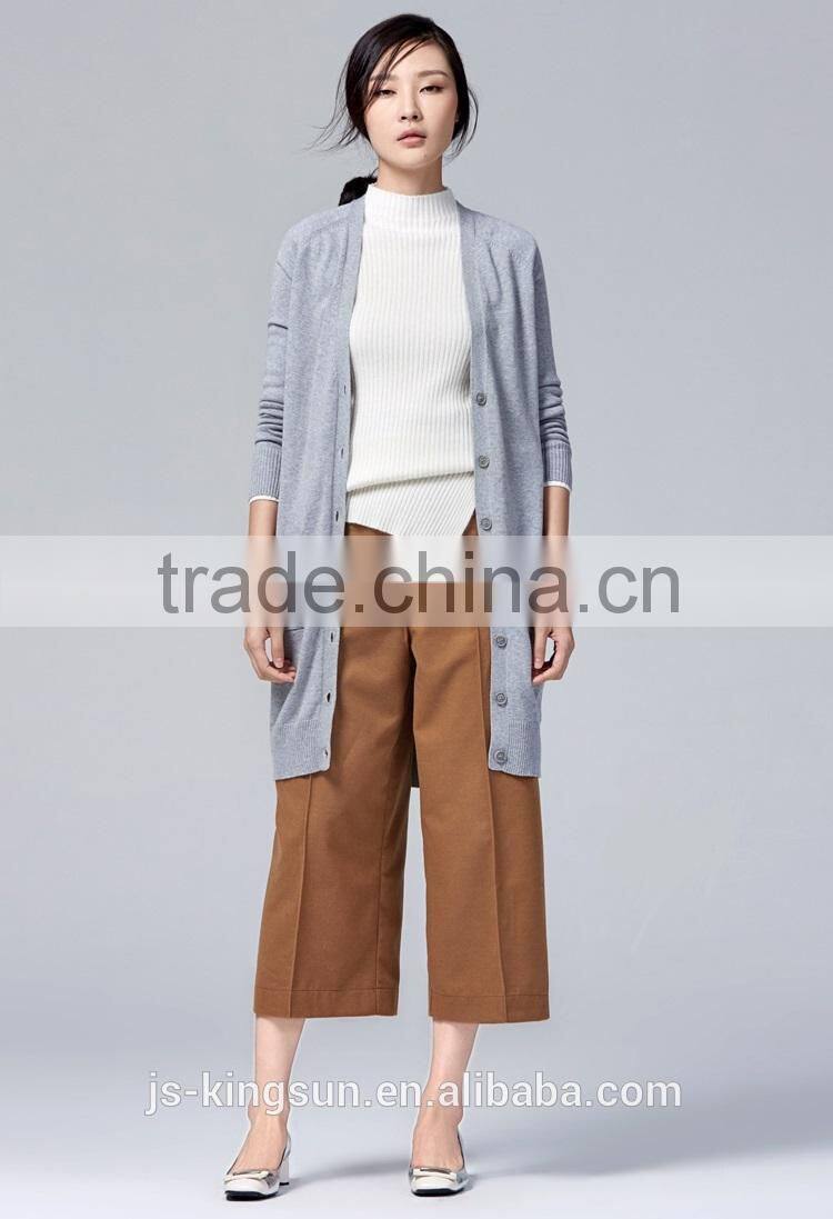 Woman 100% combed cotton knitted sweater coat