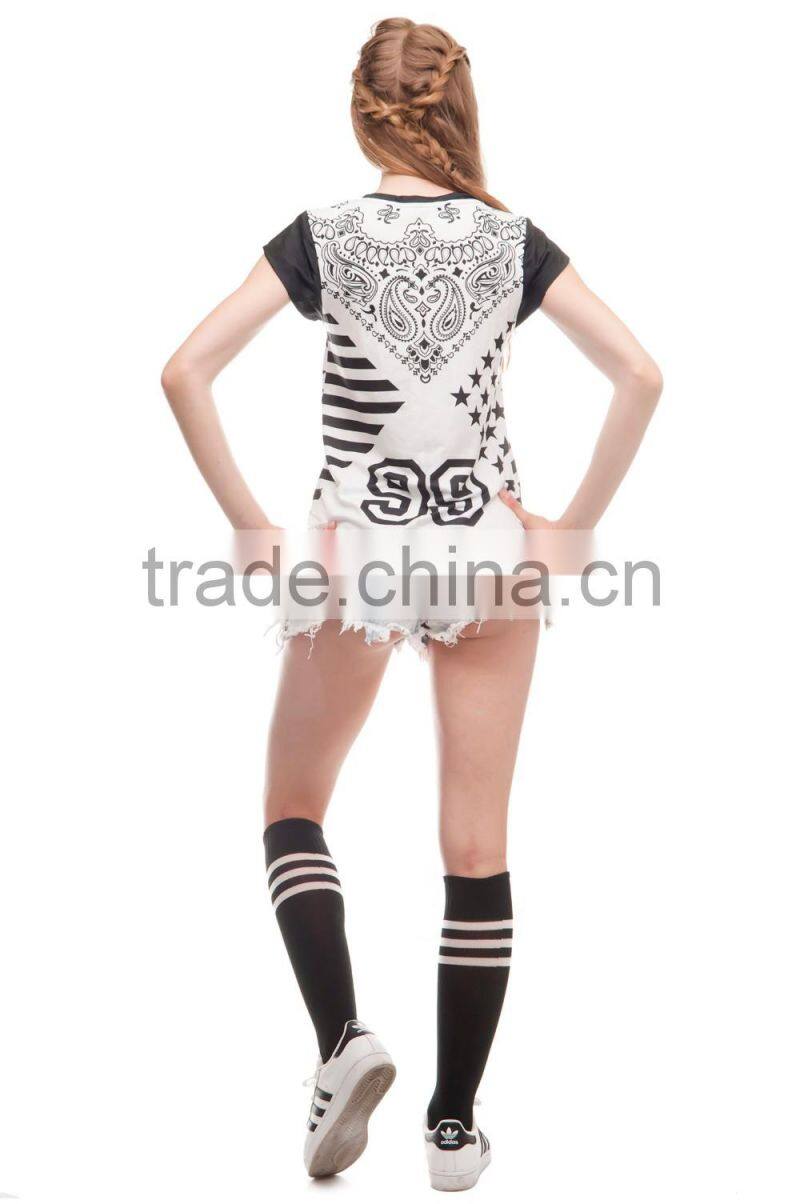 High Quality Custom 3D Printing Hustle Sports Gym Tshirt Women