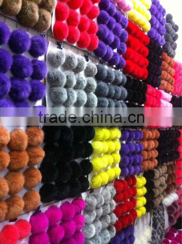 2014 fashion hand pompoms by real rabbit fur