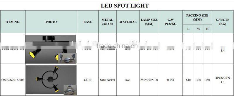 italy black spot light & whte spot light for dining room with triplets light