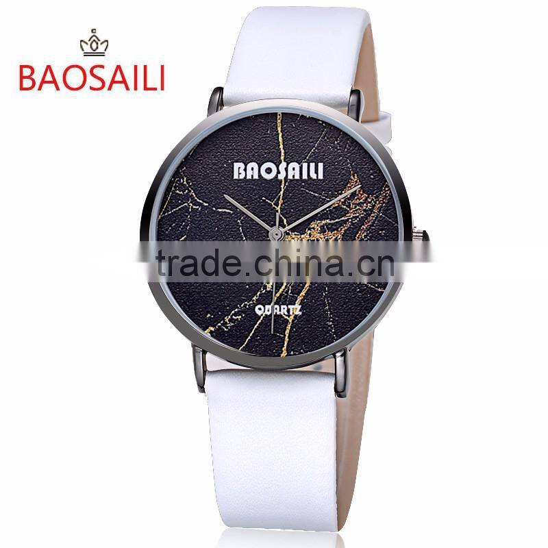 Marble Texture Dial Watch Custom Personalized Soft Leather Female Casual Modern Lady Watch
