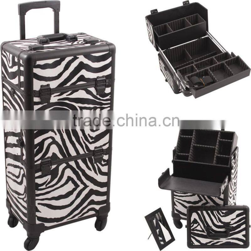 Rolling Makeup Case Pro Cosmetic Hair Stylist Storage Wheeled Trolley
