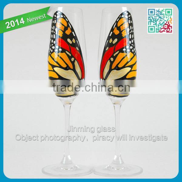 Butterfly Glass Champagne Flutes Personalized Painted Glass Goblet