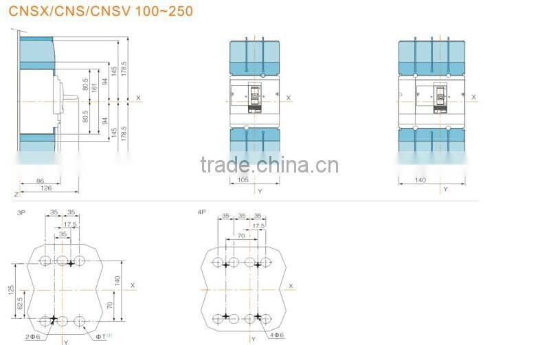 WNS Series Adjustable MCCB Moulded Case Leakage Protection Circuit Breaker with CE