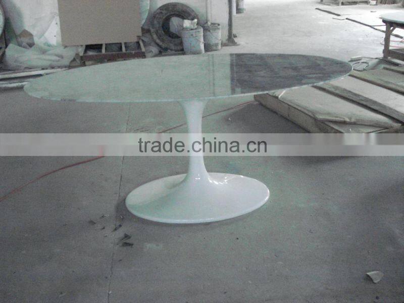 modern fiberglass base and white marble top oval tulip table