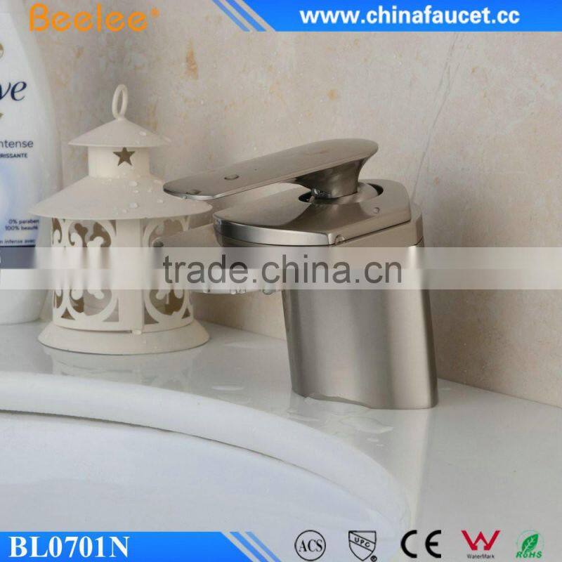 Waterfall Bathroom Basin Faucet with Single Handle Brushed Nickel Tap