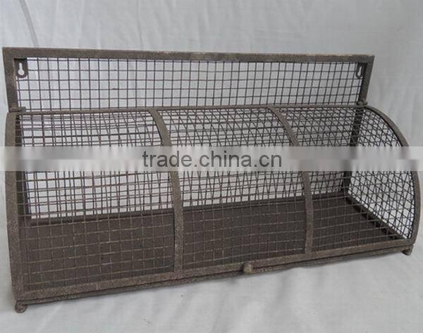 Vintage retro style metal wall wire storage shelf