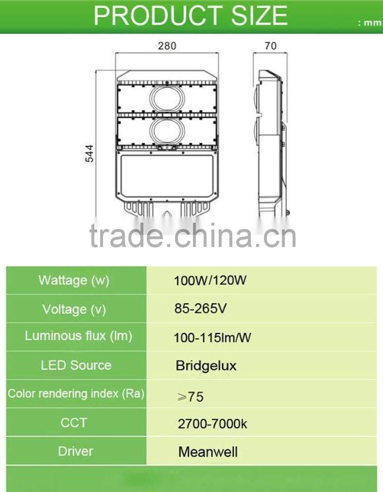 120W LED Roadway Light AC85-265V Epistar Chip CE IP65 ISO9001 Factory