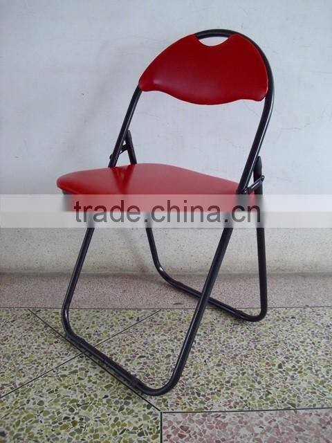 Living room furniture leisure chair metal folding chair with PVC cushion seat and back