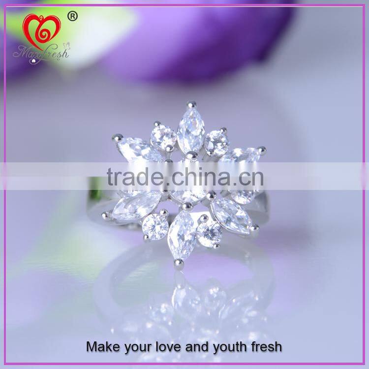 wholesale cheap new design fancy ring ladies' fancy jewelry ring white gold plated fancy ring
