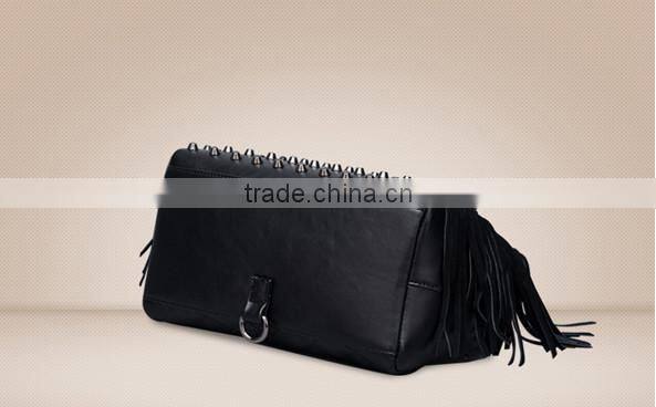 western three-used tassels backpack soft leather tote bag black ladies shoulder bags
