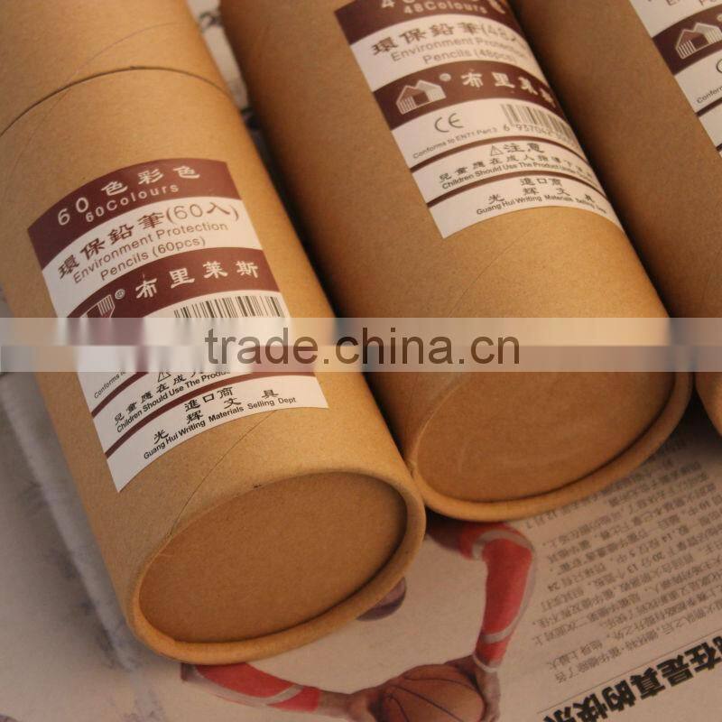 natural wooden color pencil in paper tube/ new products 2014 kids body hexagonal natural wooden color pencil set from china