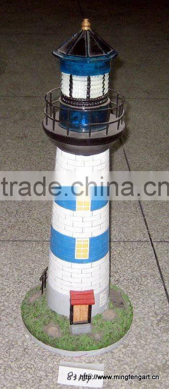 Polyresin lighthouse solar light for garden decoration craft