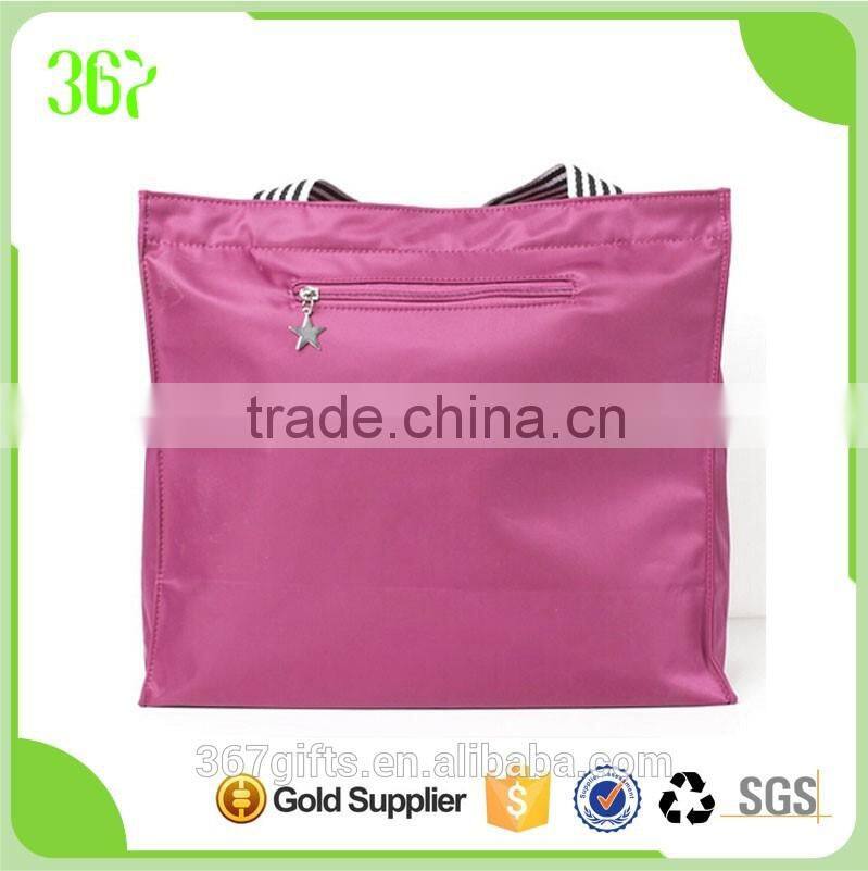 Tote Nylon Snap Fastener PP Webbing Handbag with Big Compartment