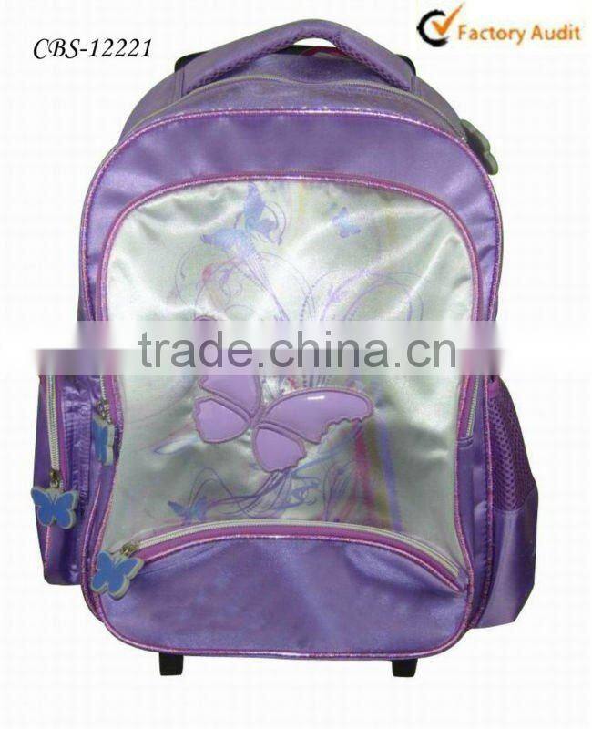2015 Lovely girls movelable school trolley bag