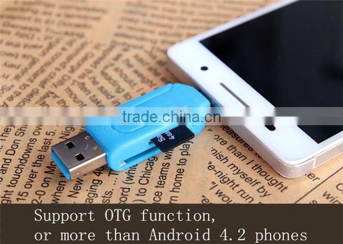 Universal Card Reader Mobile phone PC card reader Micro USB OTG Card Reader OTG TF / SD flash memory Wholesale