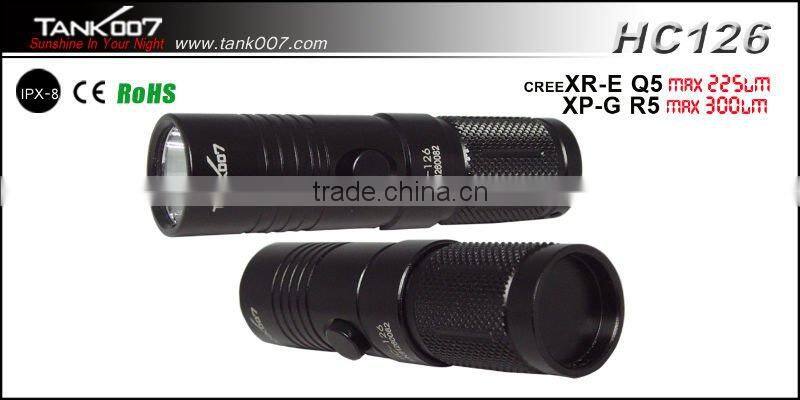 Q5 LED 225 lumens five mode high power flashlight li-ion battery TANK007 HC126