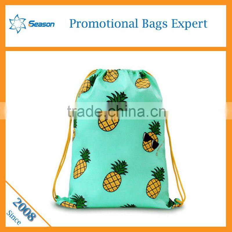Wholesale promotional Shopping bags custom logo polyester drawstring bag