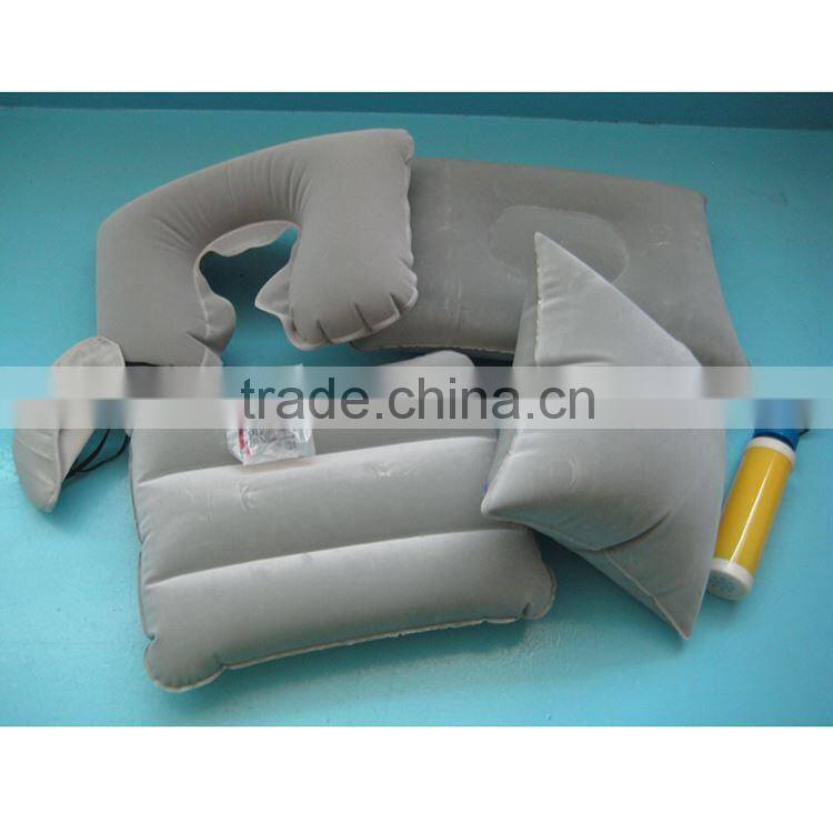 travel pillow set comes with cotton u-shaped pillow,eye mask,packing pouch in blue