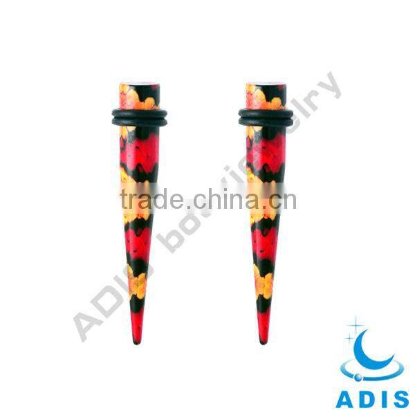 snake skin acrylic taper earrings piercing wirh O rings