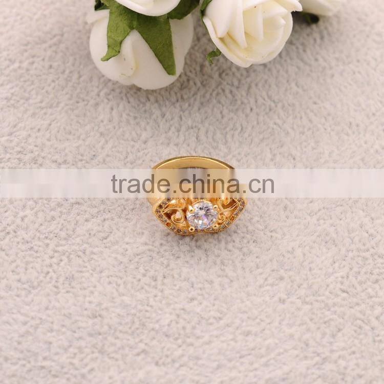 >>>2016 YIWU T&J women fashion Korean style rings gold plated mouth rhinestone crystal rings for lady/