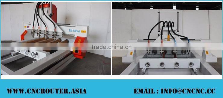 Custom Design 4 Heads 4 Rotary Axis Wood CNC Router Machine Mainly For Round Materials ZKM-1325 With Air Cylinder For Z-Axis