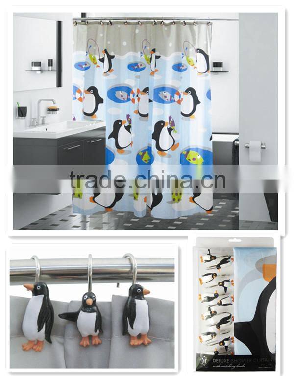 Lovely rabbit for 100% polyester shower curtain