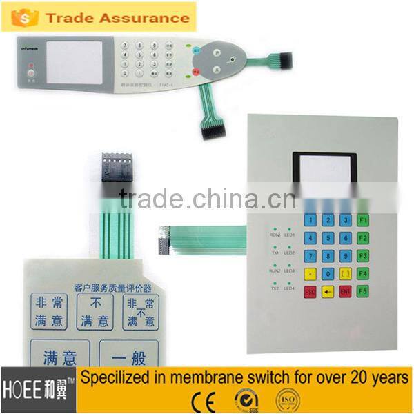 custom embossed buttom stock membrane switch with clear window