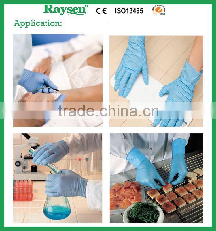 High blue colored disposable nitrile gloves factory/home use