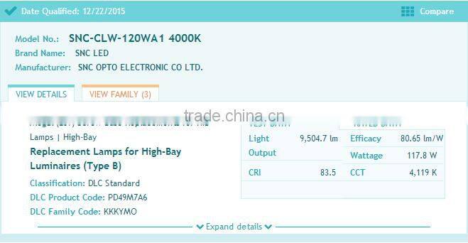 Long lifespan IP64 Rating led corn light 120W SMD2835 with UL DLC approved