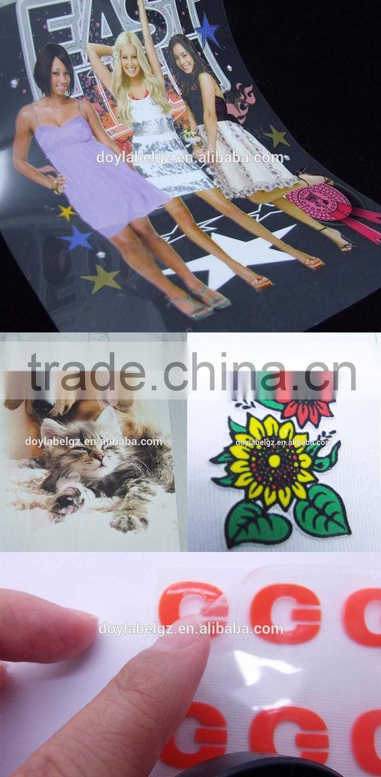 kids garment customized heat transfer labels, digital baby fashion heat trasnfer labels, cute cartoon logo heat transfer labels