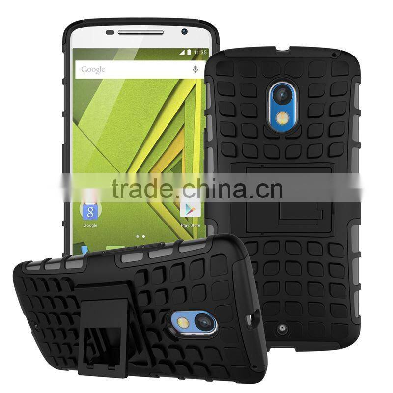 Hot! New! 2 in 1 Dual Slim Armor TPU&PC kickstand phone case for moto x play made in china