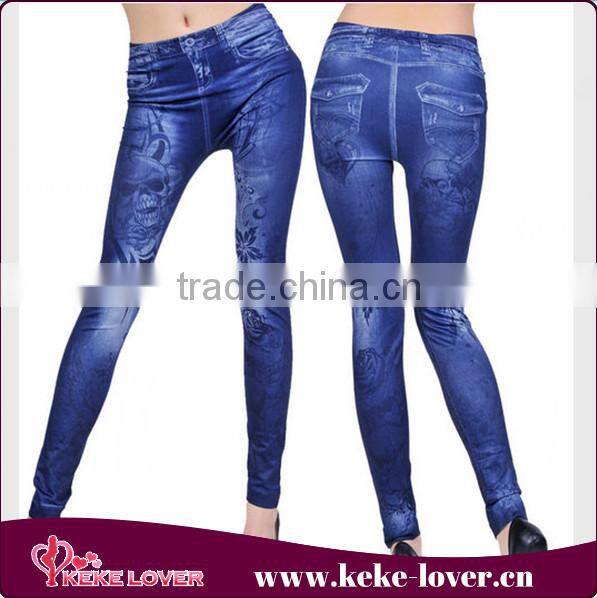 2015 high quality latest ladies jogger pants fashion tight women blue stock jeans wholsale china cheap printed women legwears
