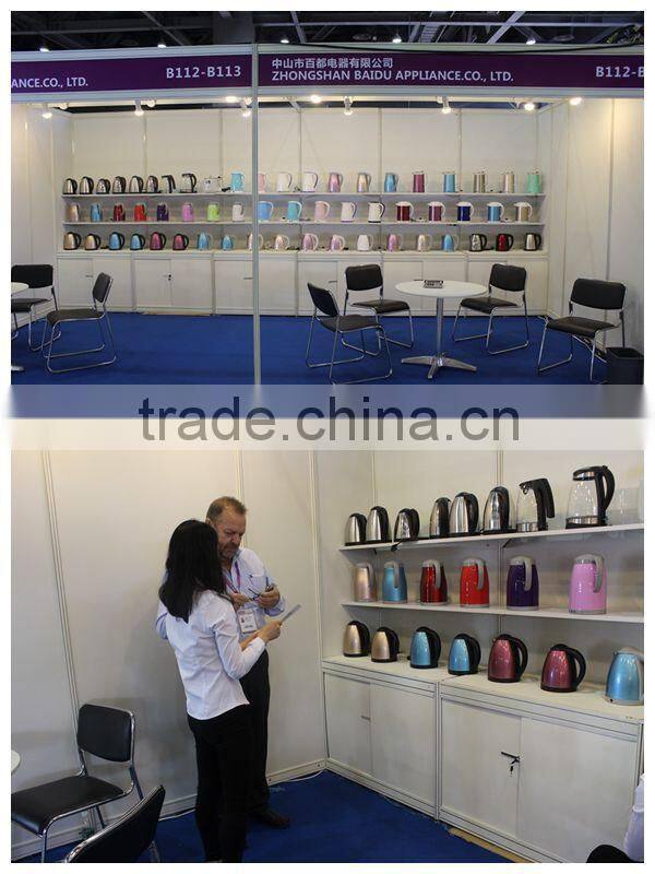 Colorful High Grade 3-level protection safe stainless steel electric teapot with warmer for tea made in China