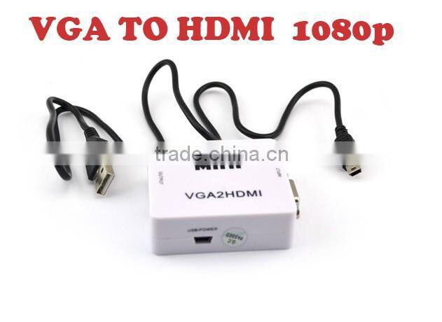 Hot sell Mini VGA TO HDMI Converter , Vga2hdmi Converter dengan with Audio 1080P 3D