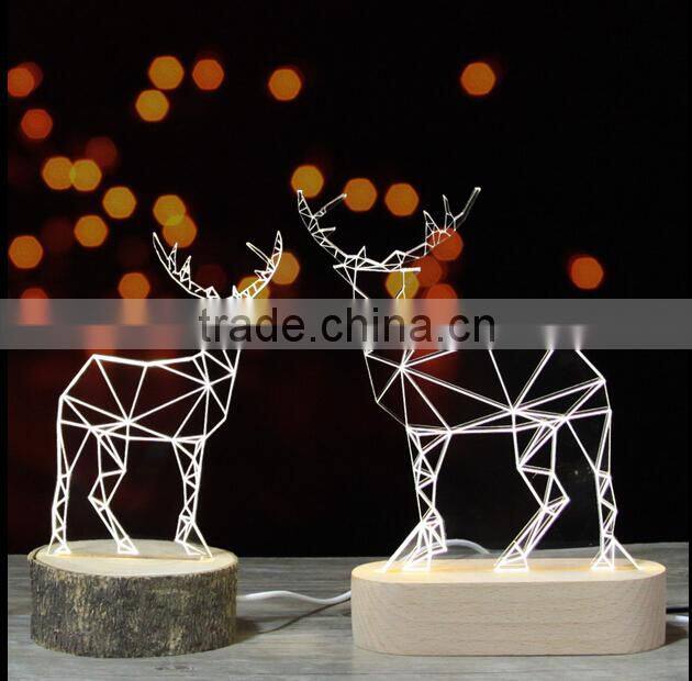 Christmas decoration 5W 3D acrylic LED deer animal light
