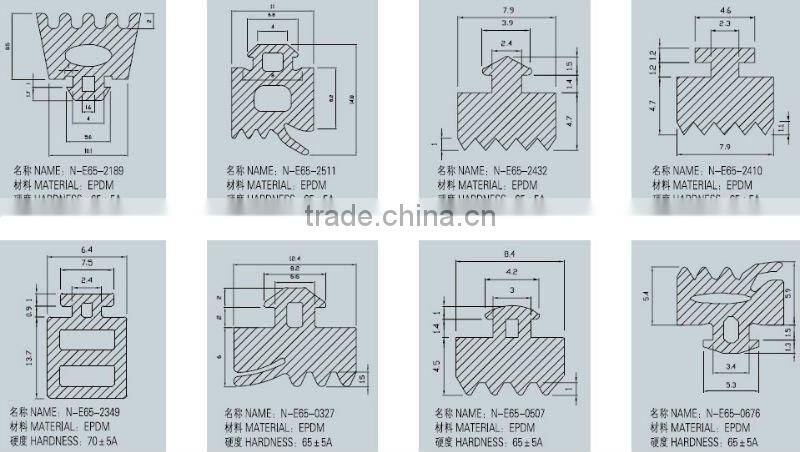 Out-side glass rubber strip profile (EPDM, NBR, CR, SILICONE, PVC, COMPOSITE)