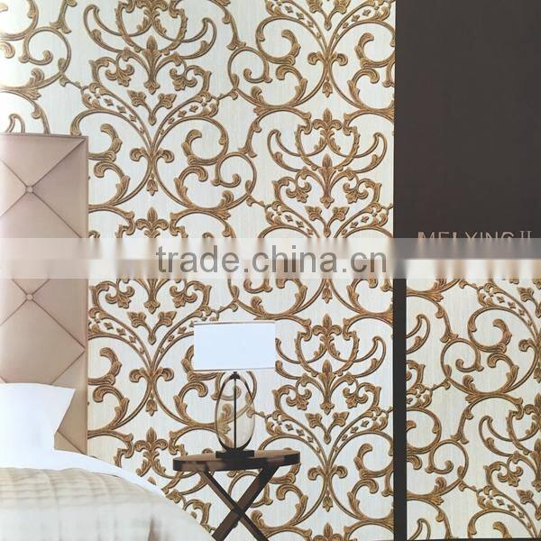 deep embossed home decor vinly wallpaper with beautiful European flowers
