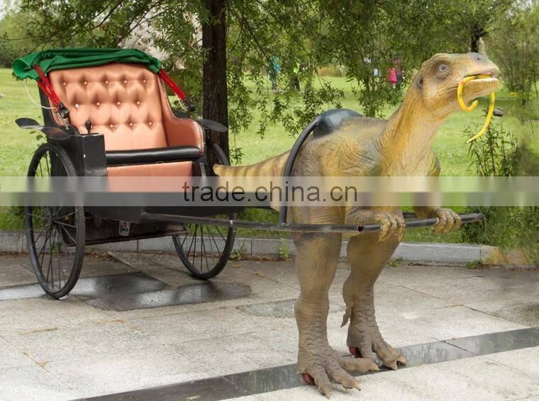 Hot sale amusement park animatronic dinosaur pulling car