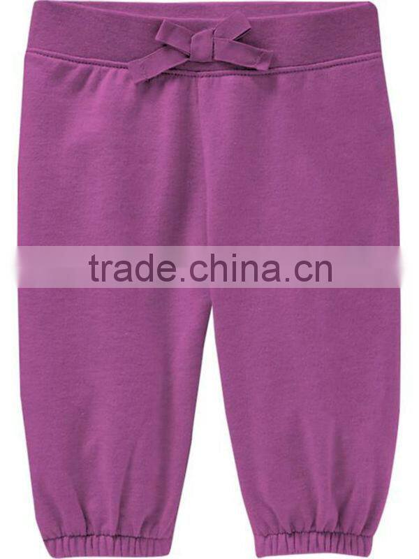 Wholesale Plain Softextile Kids Girl Pants Jogging With Twill Bow