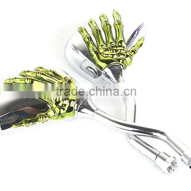 Motorcycle side mirror skull mirrors universal motorcycle rear mirror f 8mm 10mm
