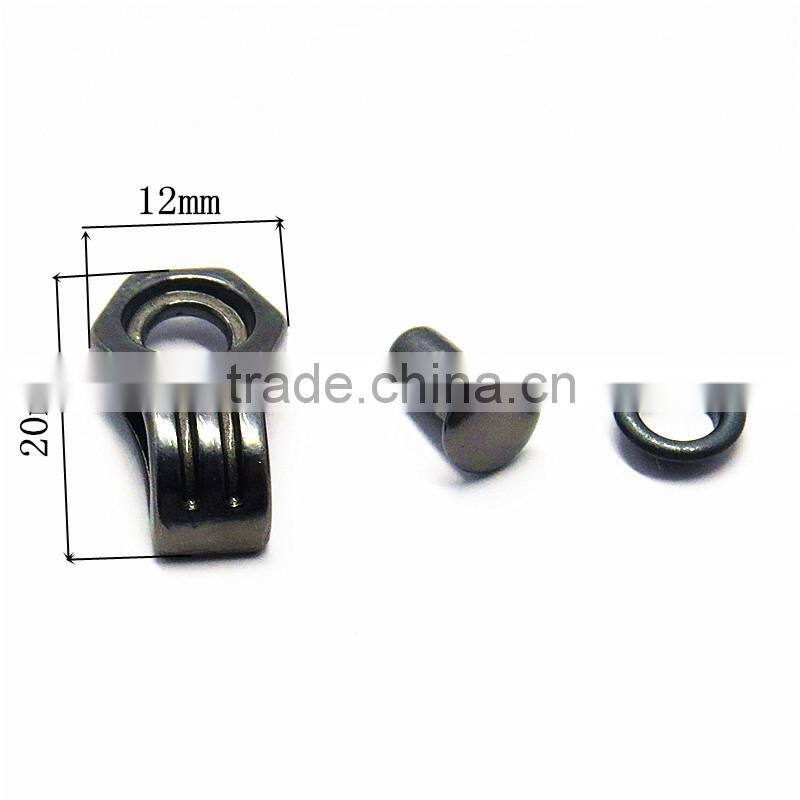 Custom metal gunmetal shoe lace hook with eyelets